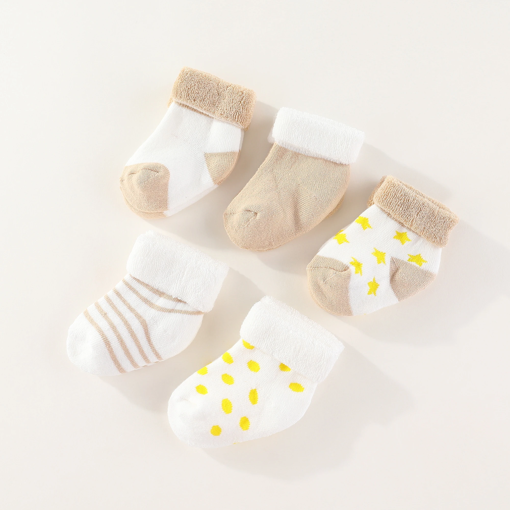 Unisex 5 Pairs Cotton Baby Boys Socks Newborn Solid Color Baby Girls Socks Sets 0-12M Infant Supplies Accessories Bebes