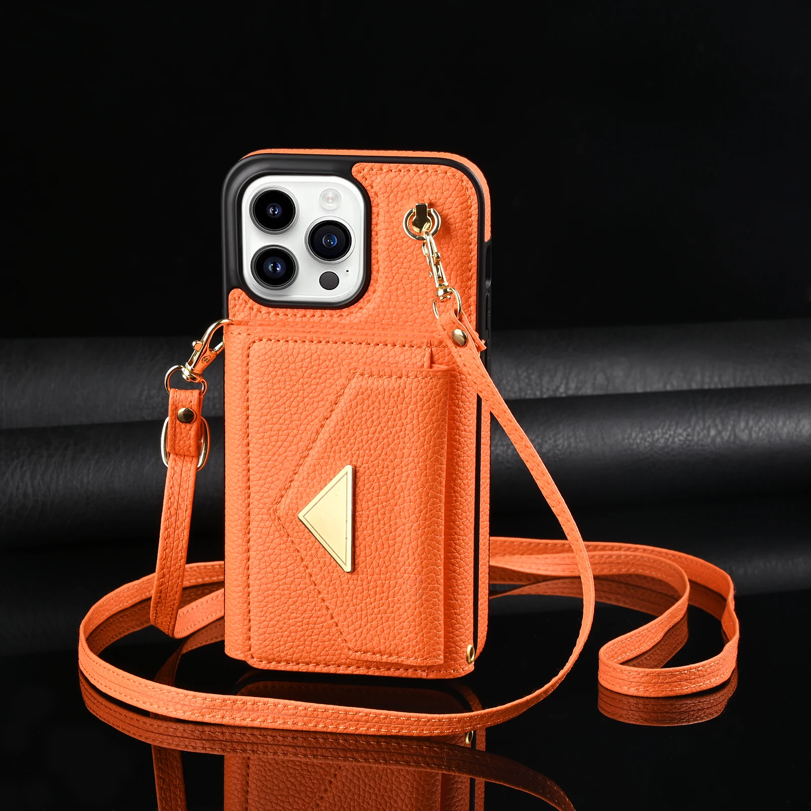 

Leather Card Holder Crossbody Lanyard Phone Case for iPhone 15 14 13 12 11 7 8 Xr Xs Pro Max Plus Luxury Cover for iPhone