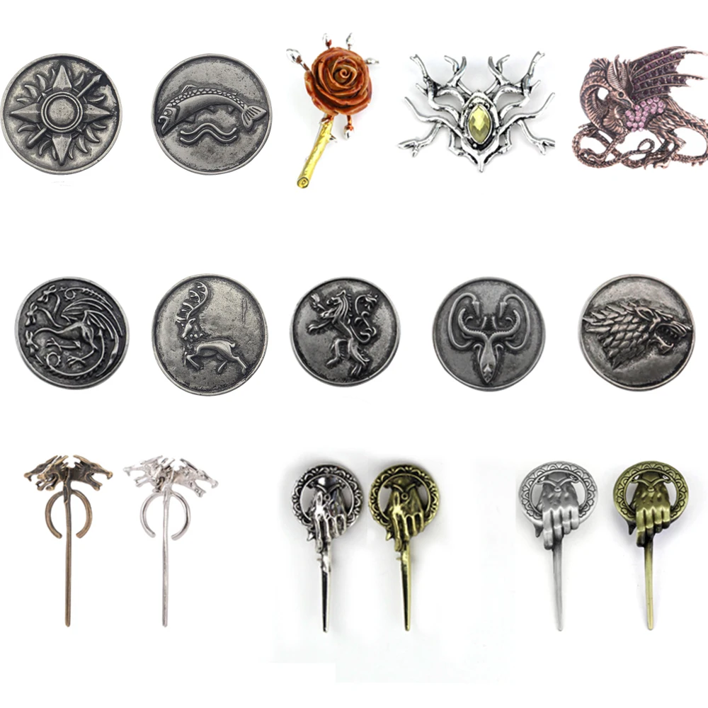 Thrones Dragon TV Series Game Hand of Kings Brooch Song of Ice and Fire Pins Punk Retro Fashion Badge Men Women Gifts