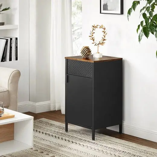 SONGMICS Sideboard Kitchen wardrobe Metal wardrobe Door with Magnet Steel Rher