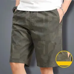 Calção de praia esportiva casual masculina, fina, perna larga, camuflada, cintura elástica, dobra no bolso, respirável, calça curta solta, verão, novo, 2024