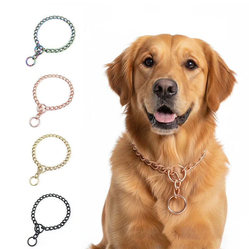 Dog Collar P chain pet Collars Stainless steel dog neck chain Metal Dog Training Iron Collars for dogs lead leash