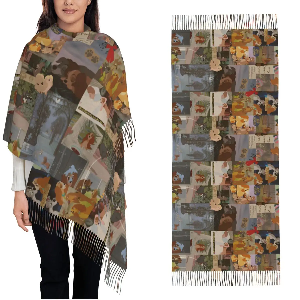 Women's Scarf with Tassel Hocus Pocus Witch Movie Large Super Soft Shawl Wrap Winifred Mary Sarah Daily Wear Cashmere Scarf