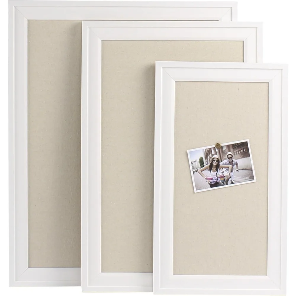 لوحة إبرية من قماش الكتان الأبيض مقاس 23.5 × 29.5، لوحة مذكرة حائط لديكور المكاتب المنزلية وعرض الصور