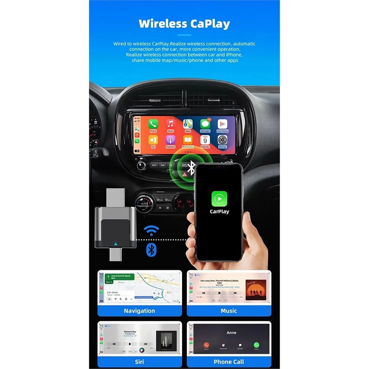 Superdeal*GO CarPlay Android Auto Wireless Adapter 2 Ports USB Dongle Car Mini Box Universal Dual Channel Car Machine Interconn