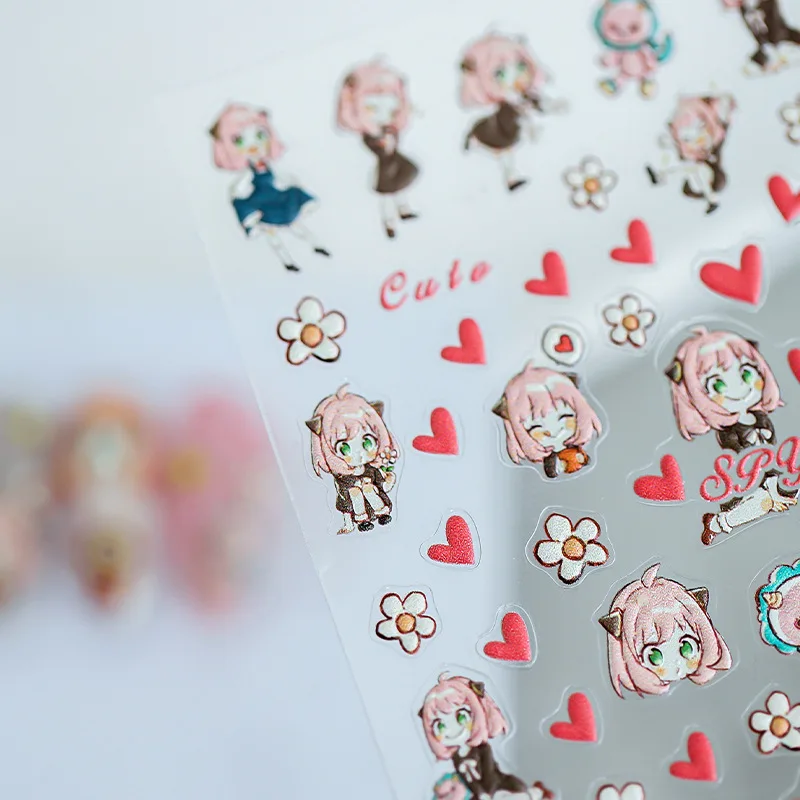 Cute Anime Character 5D Nail Stickers Nail Art Accessories Cartoon Little Girl Nail Art Stickers Nail Art Supplies Nail Parts