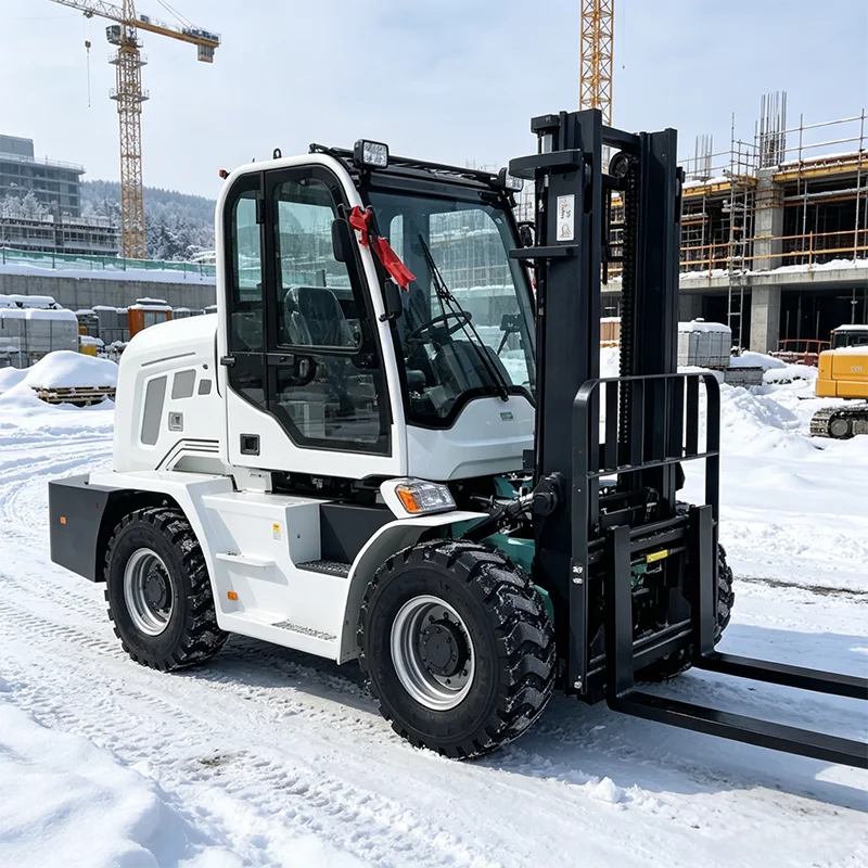 Long Mast Off-road forklift 4Ton 4WD Rough Terrain Diesel Outdoor High Stack Heavy Goods Equipment Stock