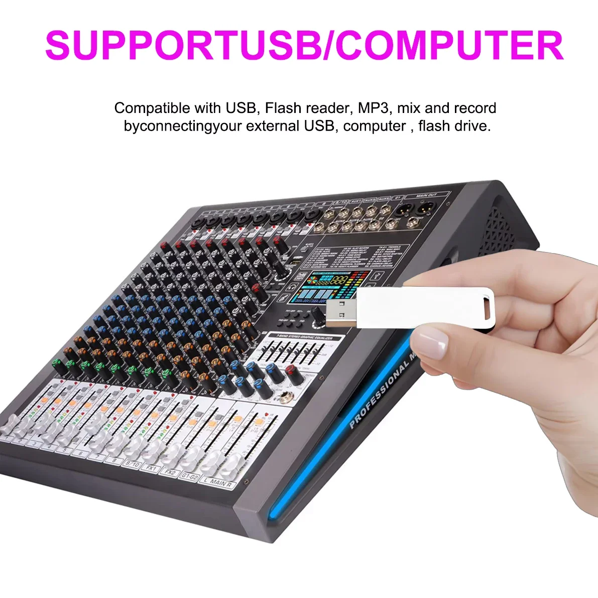 Best Seller XTUGA K-10 Professional Built-in 7-Segment Balanced Adjustment 10 Channels Professional Audio Mixer For Large Stage