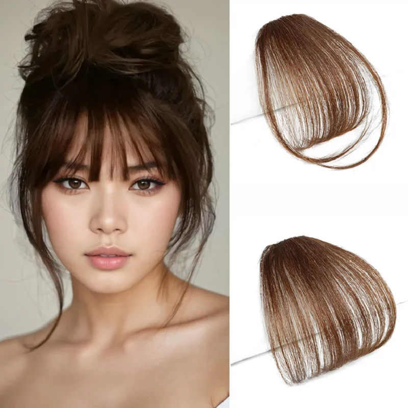 WIGSIN Fake Synthetic Air Bangs Clip-In Hair Extension Fringe False Blunt Hairpiece for Women Clip In Front Hair Bangs