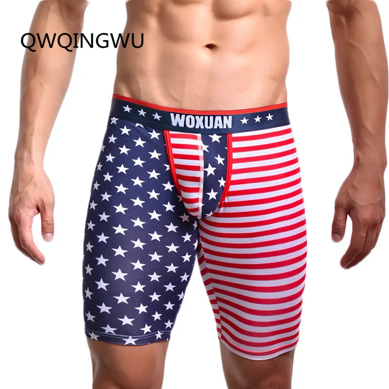 Men's Underwear Short Pants Slim Fit Home Fitness Tights American Flag Printing Underpants Man Boxers Trunk Boxers