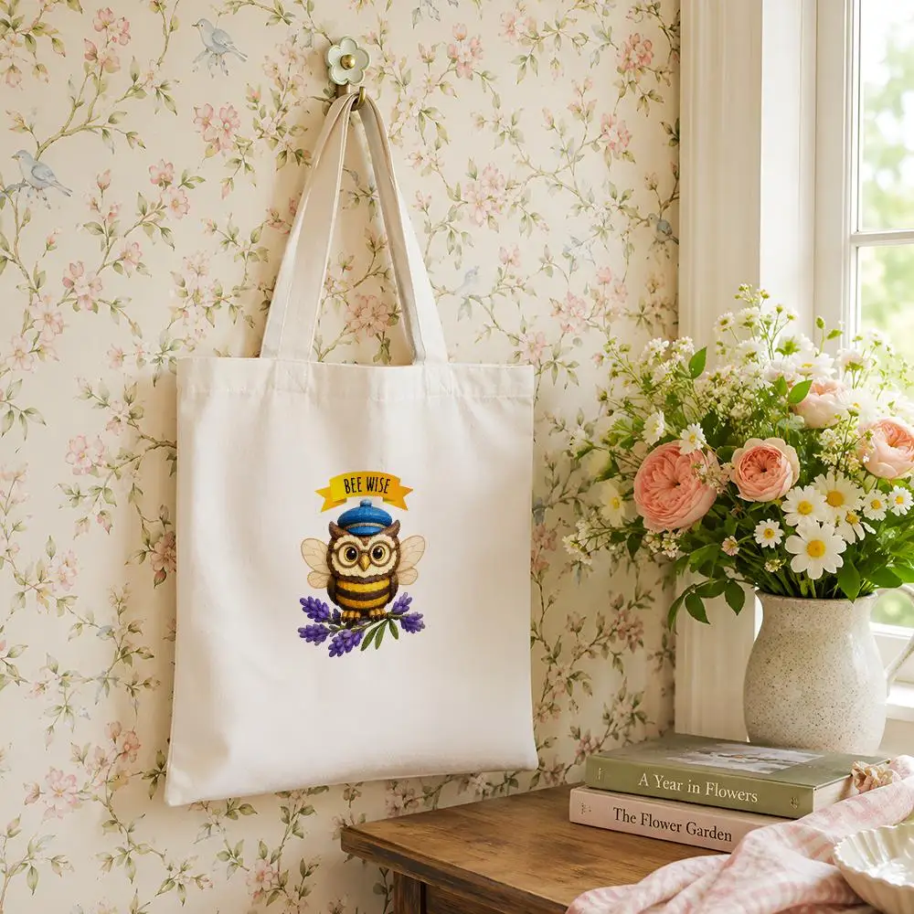 Bee Positive Animal Friends Storage Bags Versatile Canvas Tote For Shopping Work School Travel And Daily Carry