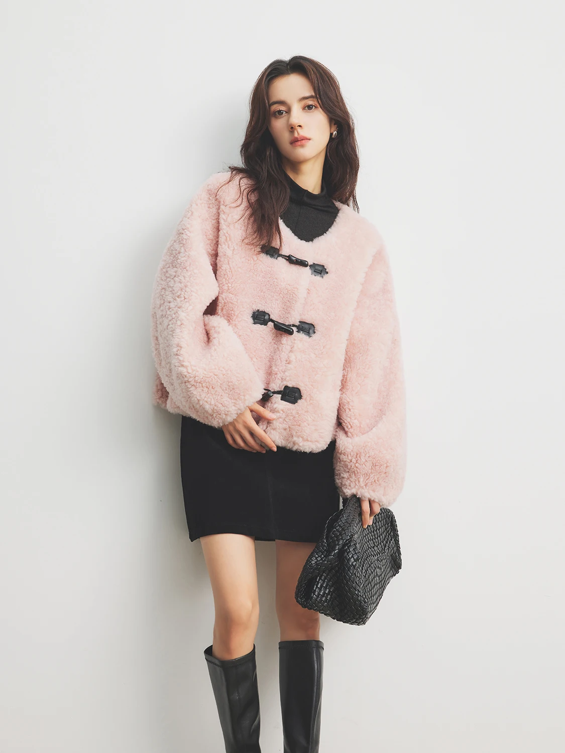 

Annata Pink Lamb Fur Jaet Женская верхняя одежда на осень и зиму Мягкое шерстяное пальто для поездок на работу Faion круглый Ne Long Sve