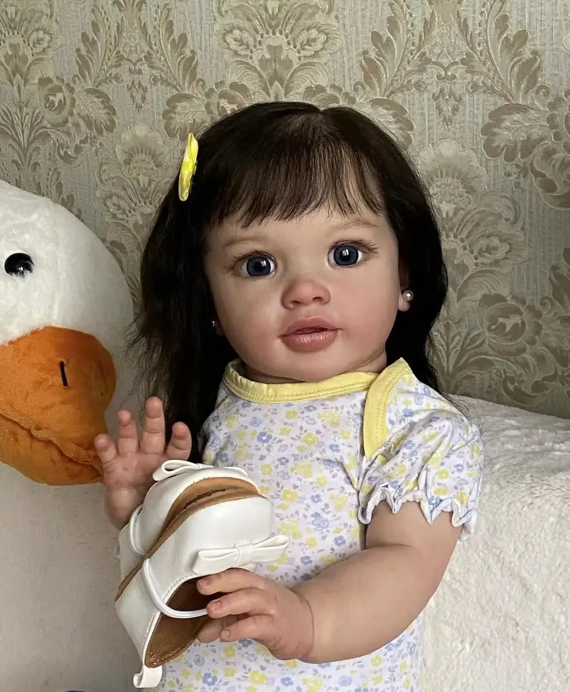 DLS カスタマイズされた限定供給 26 インチリボーンベビードールピッパ手根付き髪すでに完成した人形