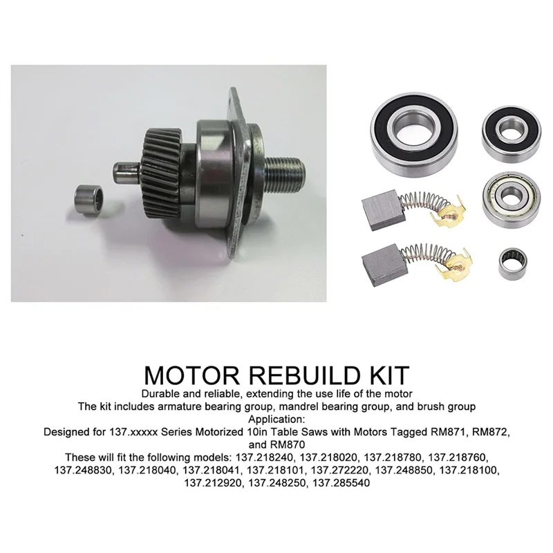 AB33-Motor Rebuild Kit Professional Long Lasting High Performance Long Lasting Use 137.218240 Motorized Table Saws