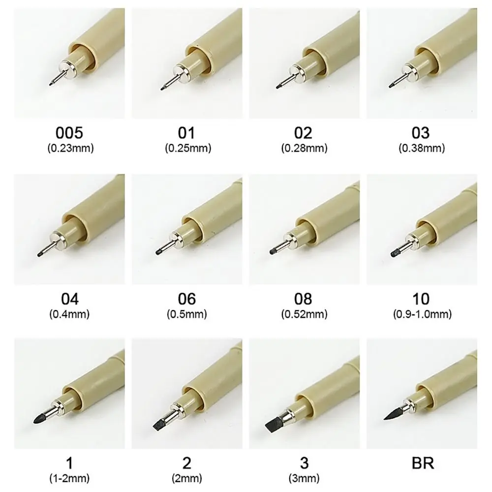 1Pcs Micron Ink Marker Pen Sketch Stationery Set Art Supplies Drawing Pen Pigment Liner 12 Tips Sketching Needle Pen