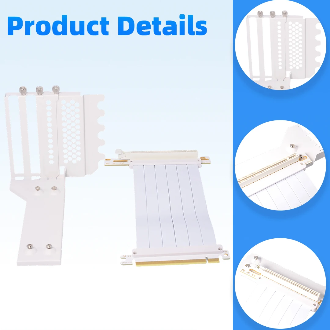 PCIE 3.0 X16 Riser Cable 90 Degree Universal GPU Vertical Mount Support Bracket holder 3-Slot for RTX 3090 4090 Graphics Card