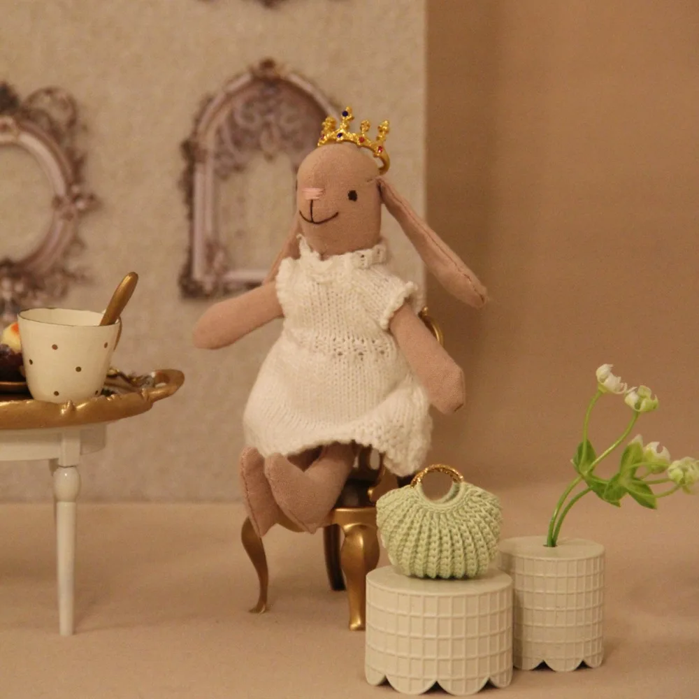 Giocattolo per bambini Coniglio Waldorf Bambola Abito lavorato a maglia Cartone animato nativo Peluche Ripiene Bambola morbida fatta a mano Giocattolo Regalo per bambini