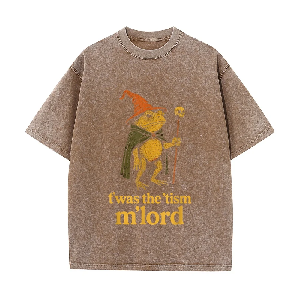 Funny Meme TWAS The Tism M Lord Frog Wizard Graphic Tee Kids T-Shirt Overfit Original Men's Y2k T Shirt Quote Summer Top Men