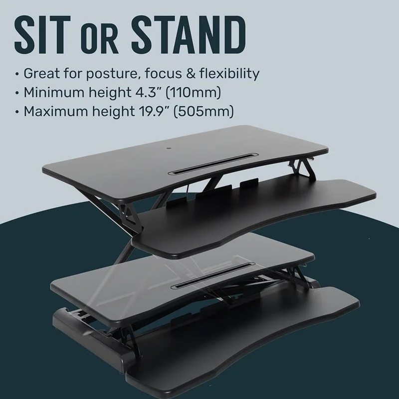 32-Inch Dual Monitor Electric Standing Desk Converter with Removable Keyboard Tray, Height Adjustable Standing Computer Desk for