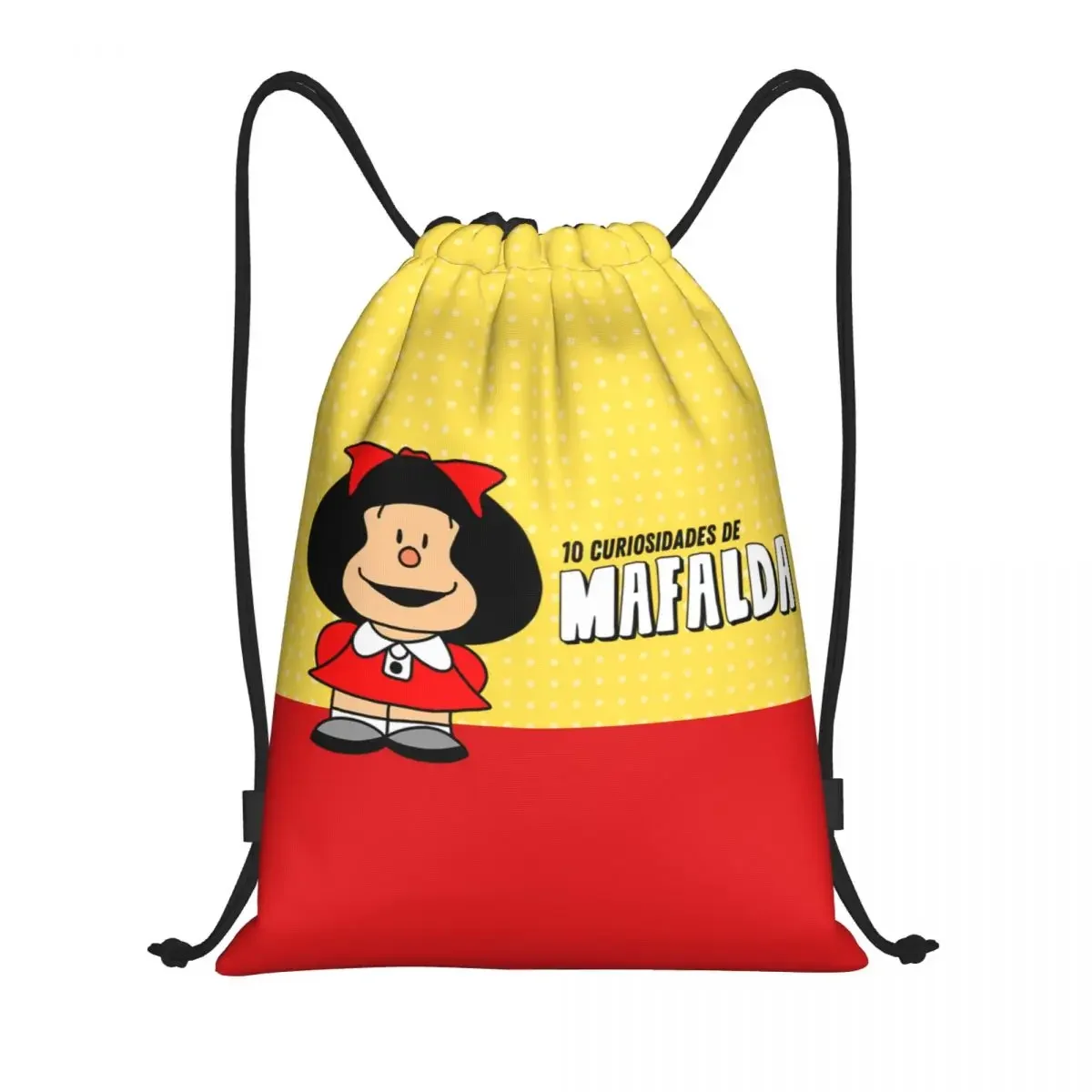 Mochila personalizada Quino Comic Mafalda Drawstring para homens e mulheres, leve, desenhos animados, manga, mochila esportiva, sacos para compras, bolsas