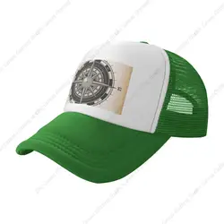 Wind Rose Vintage Compass Green Mesh Baseball Cap Adjustable Adult Mesh Hat Comfortable ?Summer Outdoor Sun Hat For Outdoor