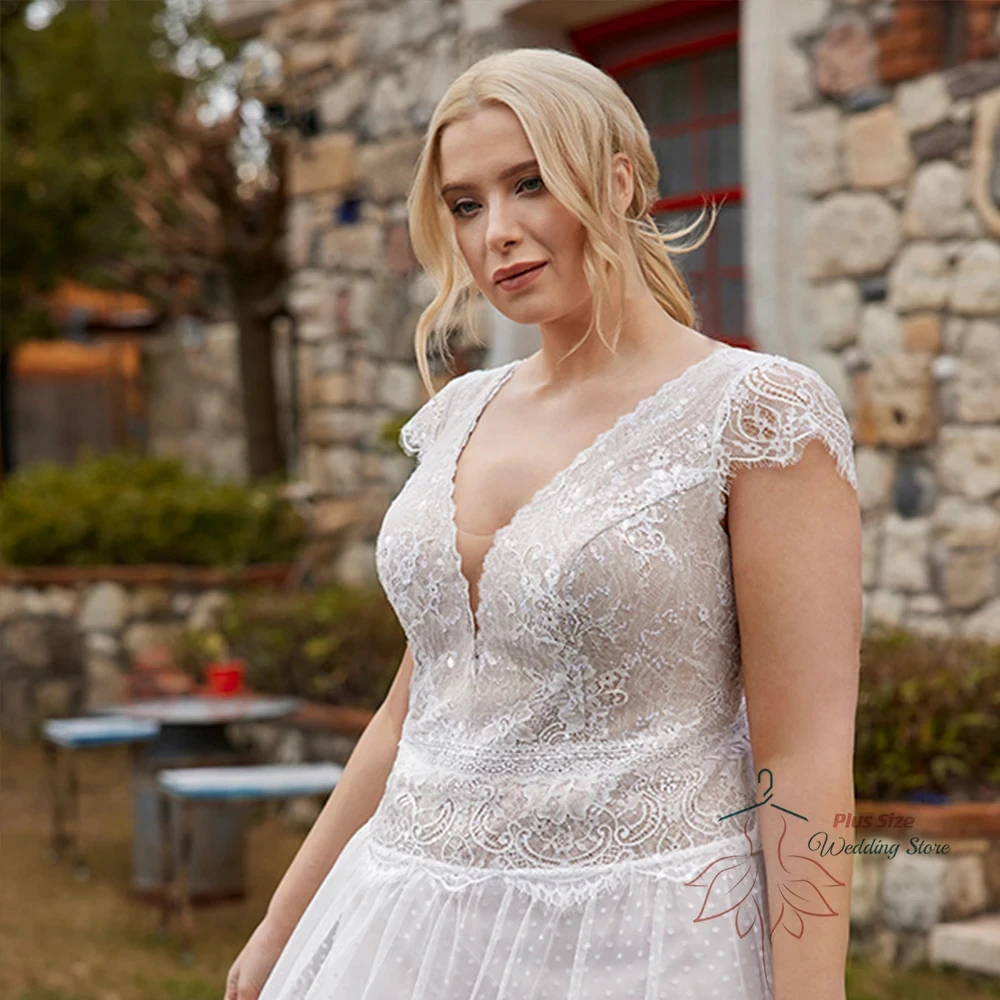 아이보리 V 넥 웨딩 드레스 민소매 라인 소프트 Tulle 신부 가운 레이스 절묘한 아이보리 절묘한 Vestidos De Novia