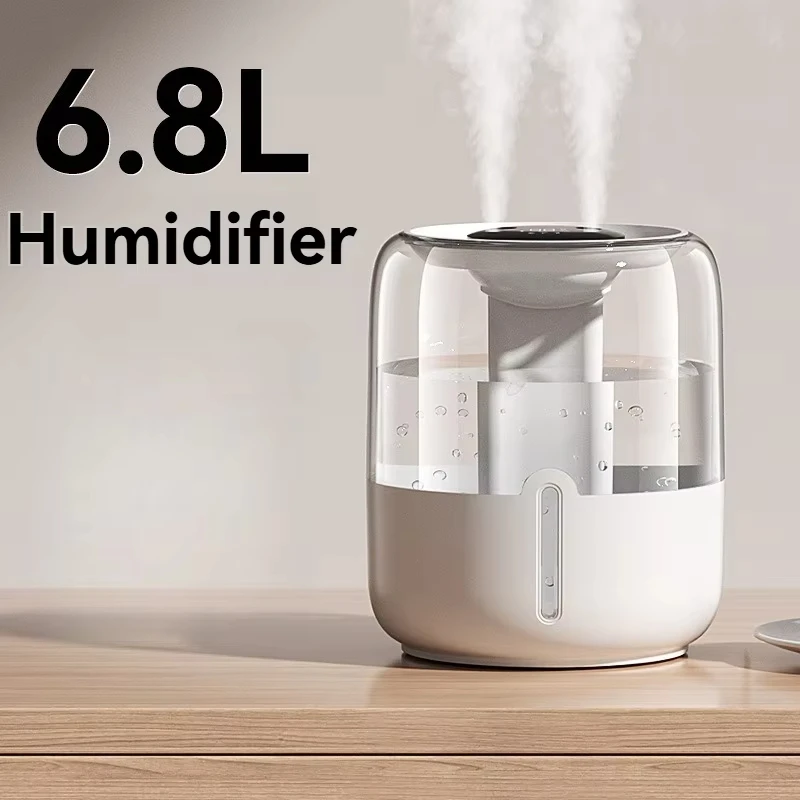 6.8l Large Capacity Humidifier Usb Double Spray Home Dormitory Office Bedroom Desktop With Small Night Light