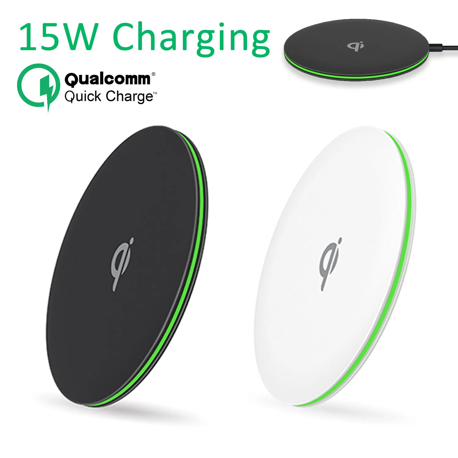 15W Qi Fast Wireless Ladestation Ständer LED für iPhone 16~12 Pro Max Samsung Xiaomi AirPods Pro Ultradünnes Schnellladepad