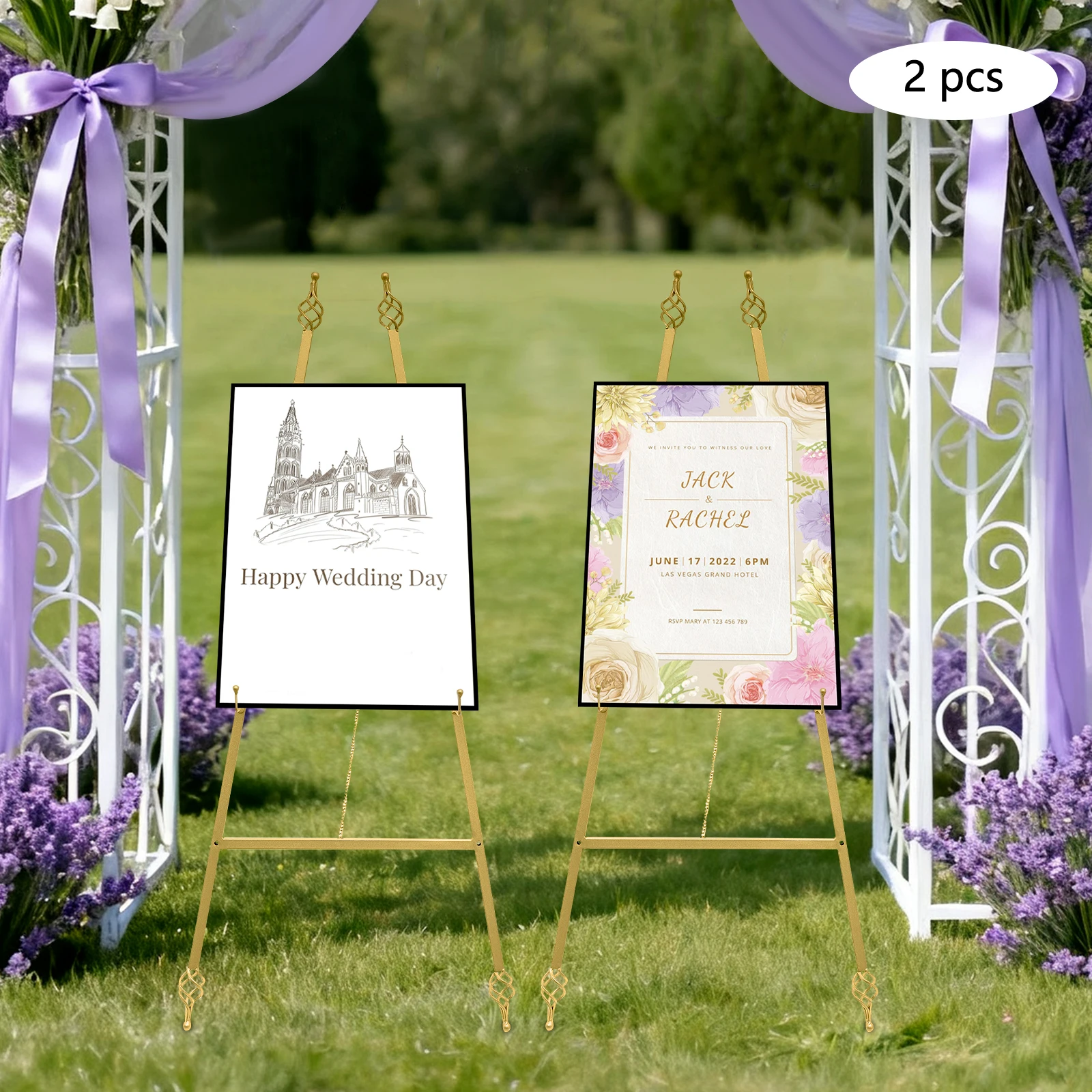 

2 шт. стальная портативная напольная подставка для мольберта с 6 отверстиями, свадебная подставка для мольберта с наклоном 48*110 см, макс. Несущая способность 10кг.