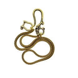 Chunky Punk biker  solid brass  Pirate skull square foxtail snake  chain  biker wallet jean biker keychain EDC gift