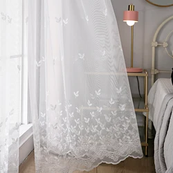White Lace Flower Sheer Field Minimalist Shade Curtain,for Windows,Bedroom,Living Rooms,Balconies,Modern Home Decoration,Kitchen