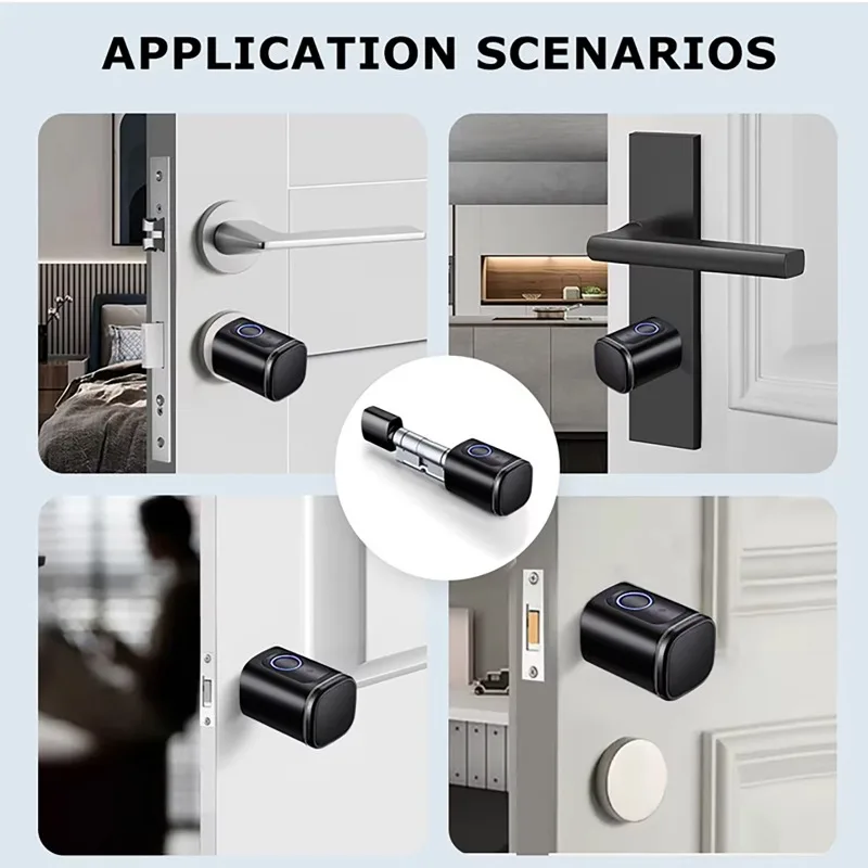 Serratura elettronica intelligente APP/Password/Scheda/Chiave/Sblocco impronta digitale APP Tuya TTLock Serratura a cilindro regolabile intelligente per la casa