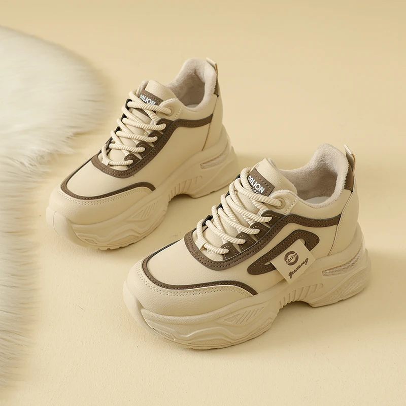 Winter fleece-lined warm dad sneakers for women, slip-resistant and wear-resistant, fashionable and versatile, HT888-1