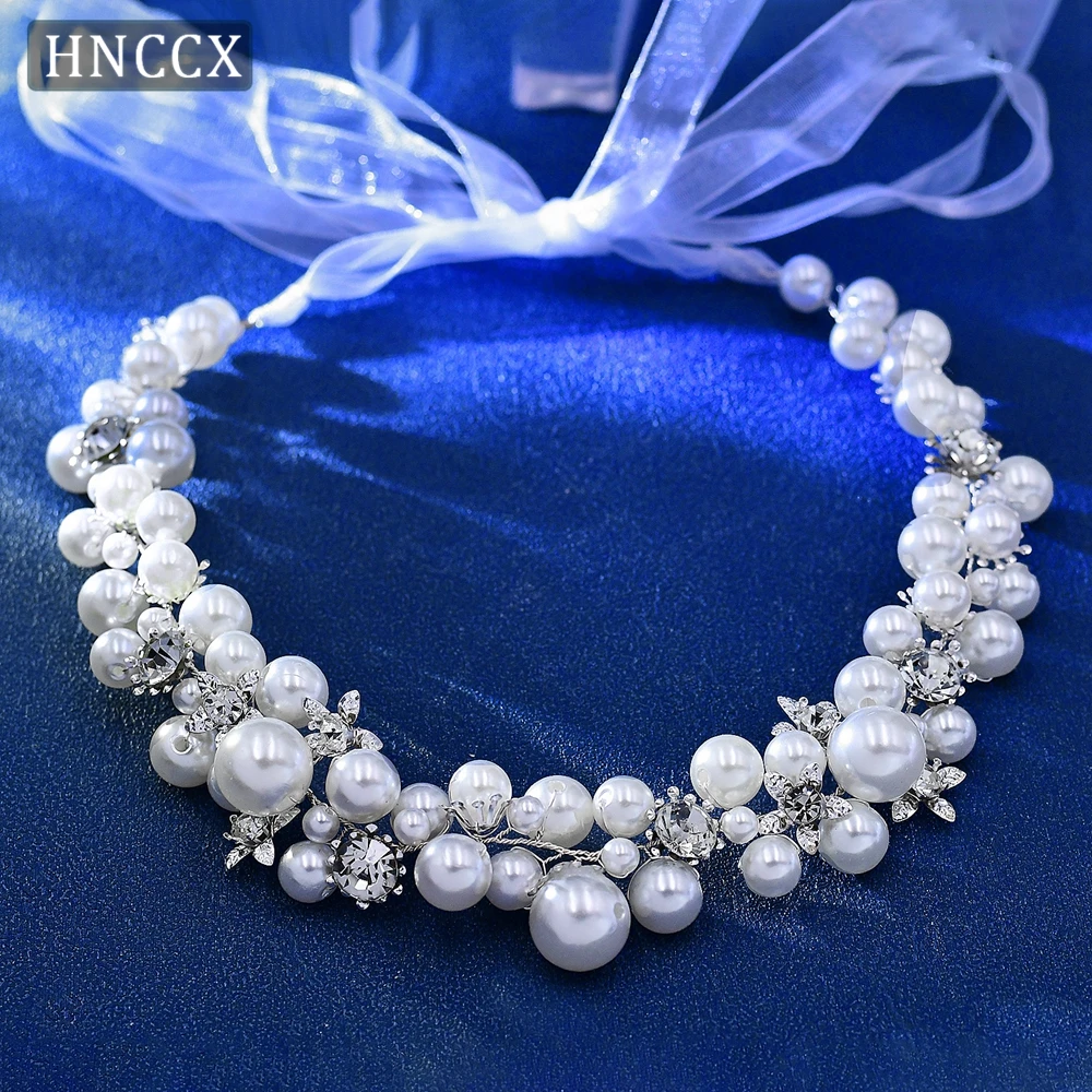 HNCCX Elegant Full Pearl Bridal Headbands Hair Accessoires Pearl Wedding Hair Band Styling Tool Wedding Women Headdress CP722