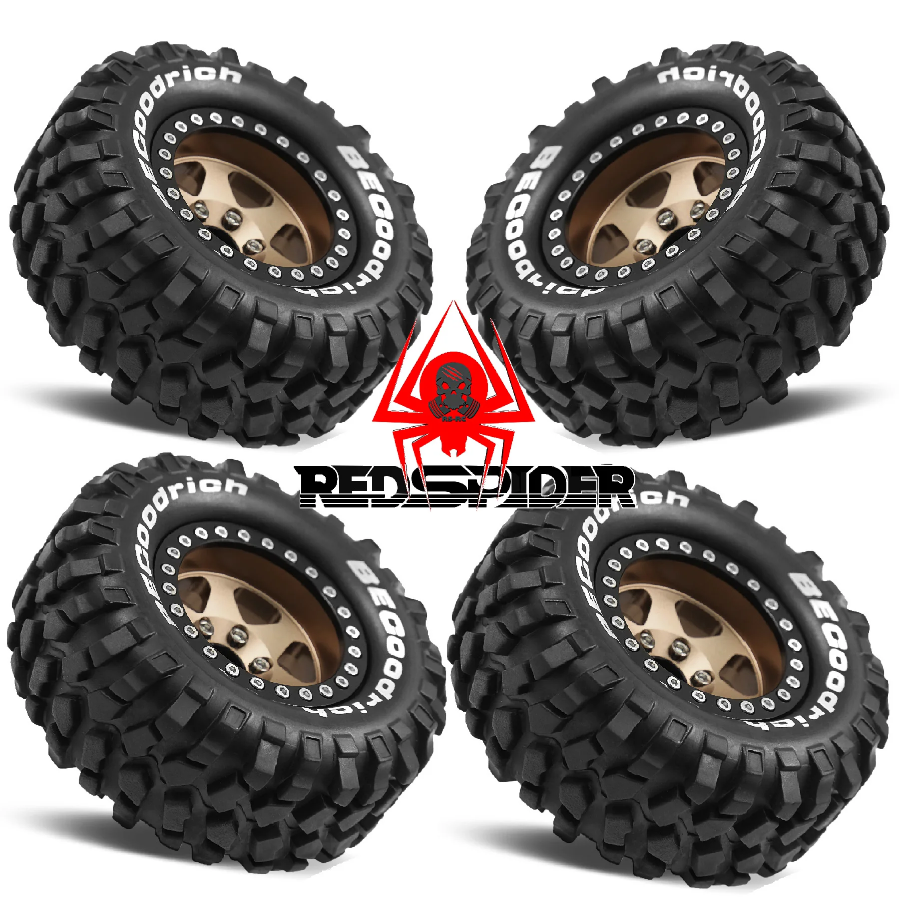 عجلات إزاحة سلبية 1.9 بوصة 4 قطع إطارات 95 مم لزاحف RS Red Spider 1/10 - Fit LC80، MJX H12 إلخ مجموعة عالية الأداء للطرق الوعرة #3