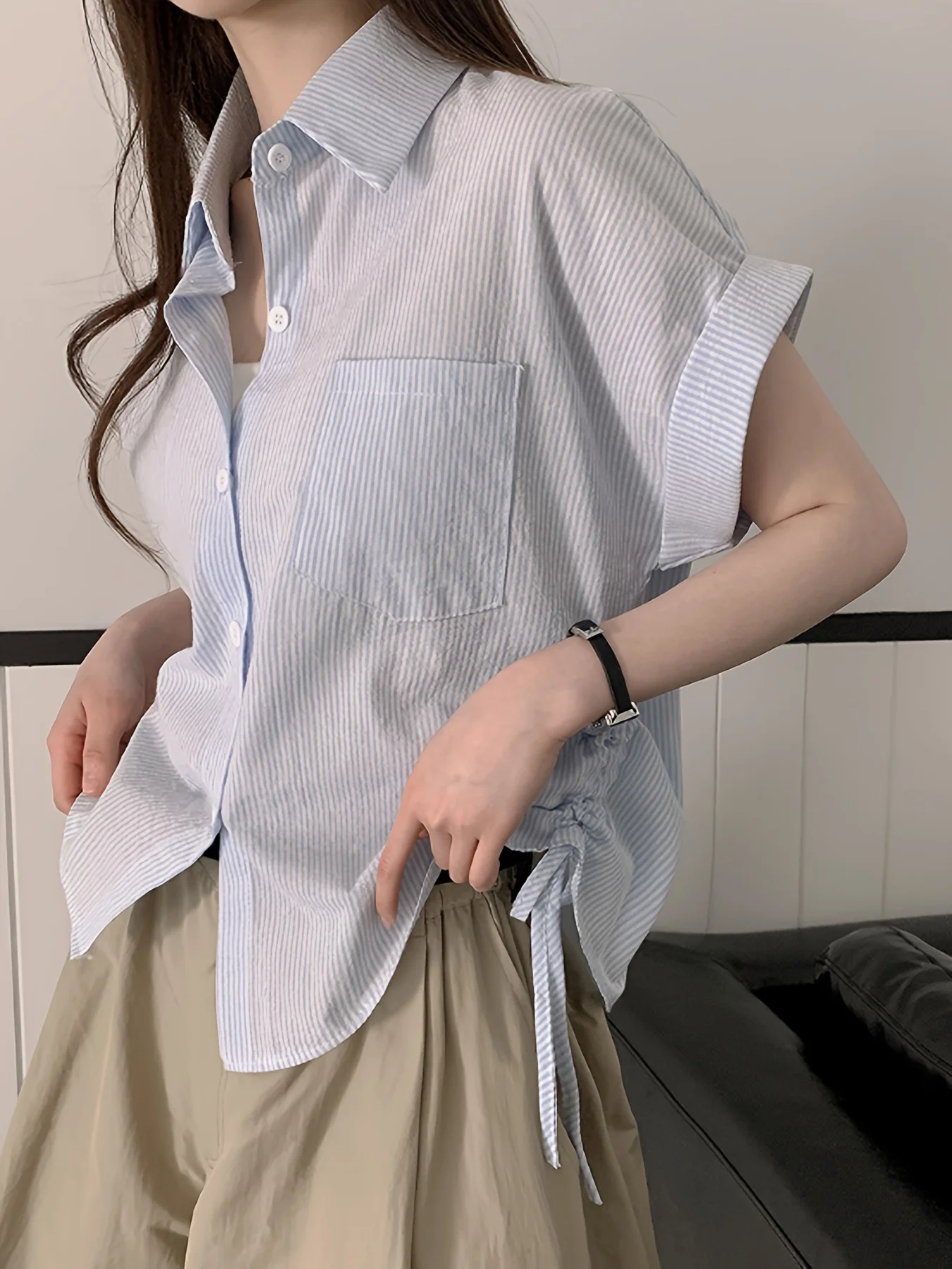 قميص نسائي كاجوال للركاب، قميص بوهيمي بأكمام طويلة وطبعة هندسية #4