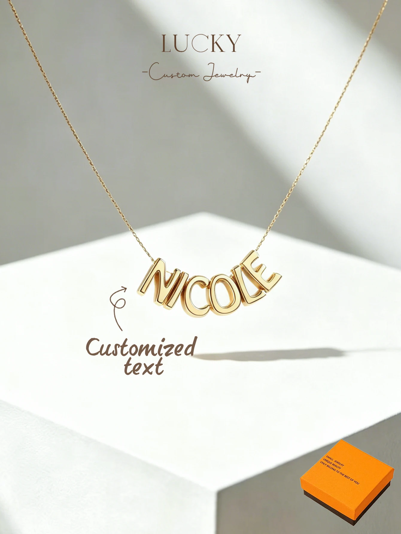1 DIY custom women's name multi letter necklace, length 45 centimeters, customizable name, simple daily style, product includes