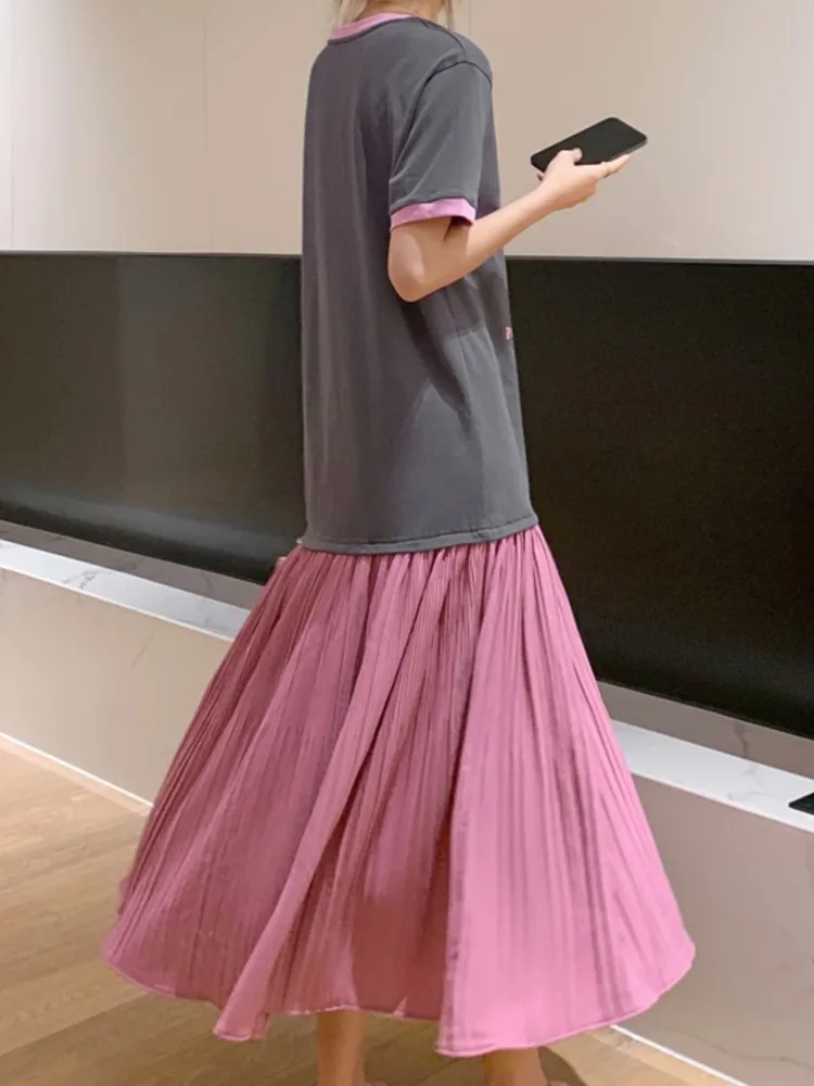 فستان نسائي كوري صيفي جديد مقاس كبير من فيستدوس رداء Ete فام Elbise فضفاض مرقع بحاشية متجعدة فساتين طويلة للسيدات #5