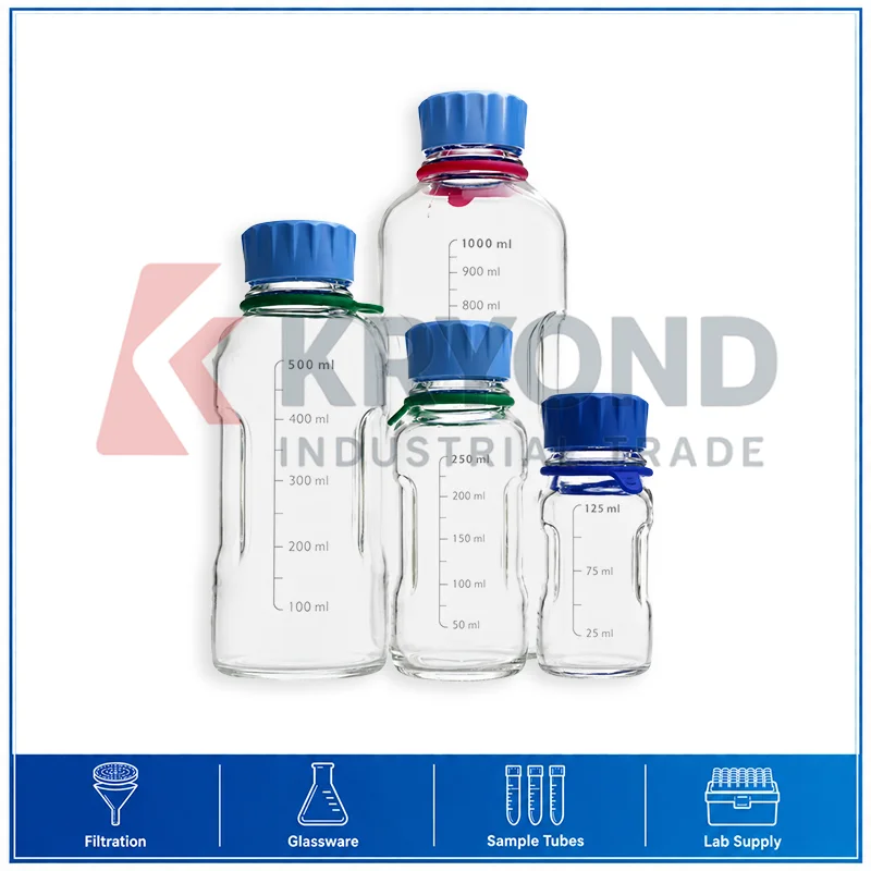 GL45 Laboratory Glass Reagent Bottle 125ml 250ml 500ml 1000ml Blue Screw Cap Chemical Storage Container Research Use Pack Set