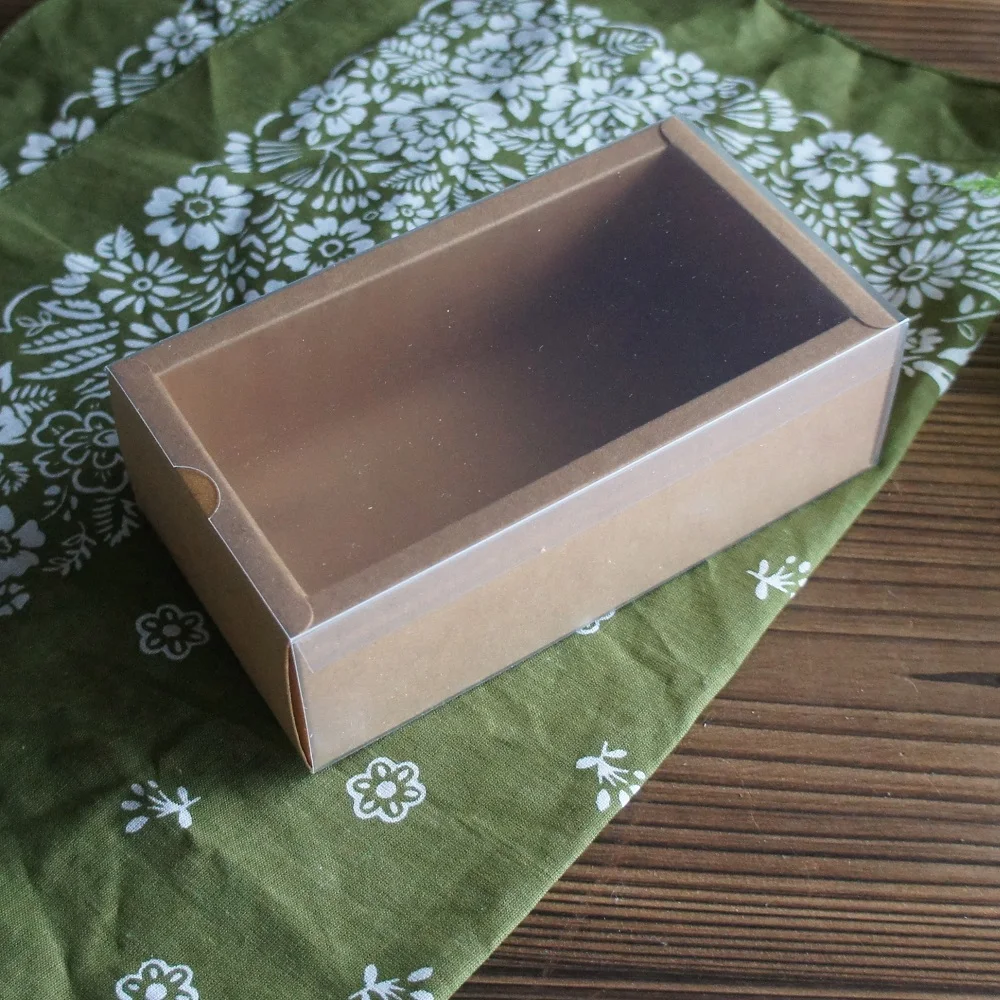 14*7*5cm 10set Natural Kraft Paper Box Chocolate Candy DIY Handmade Packing Box As Wedding Christmas Birthday Gift Packaging