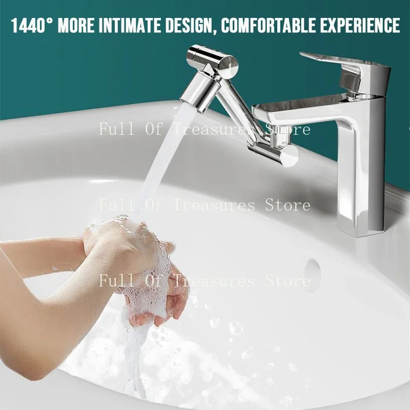 New Universal 1440° Rotating Retractable Faucet Splash Filter Kitchen Washbasin Extender Faucets Bubbler Nozzle Robotic Arm