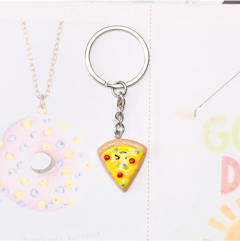 Cute Pizza Keychain for Women Student Kawaii Pizza Pendant Key Chain Backpack Car Accessories for Best Friend Jewelry Gift