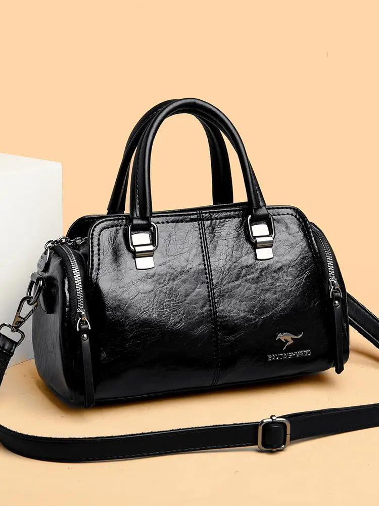

Large Capaci Leather oulder Bag Women's Handbag Pillow ape Casual Sle Single Strap Crossbody Bag for Middle-Aged Mothers
