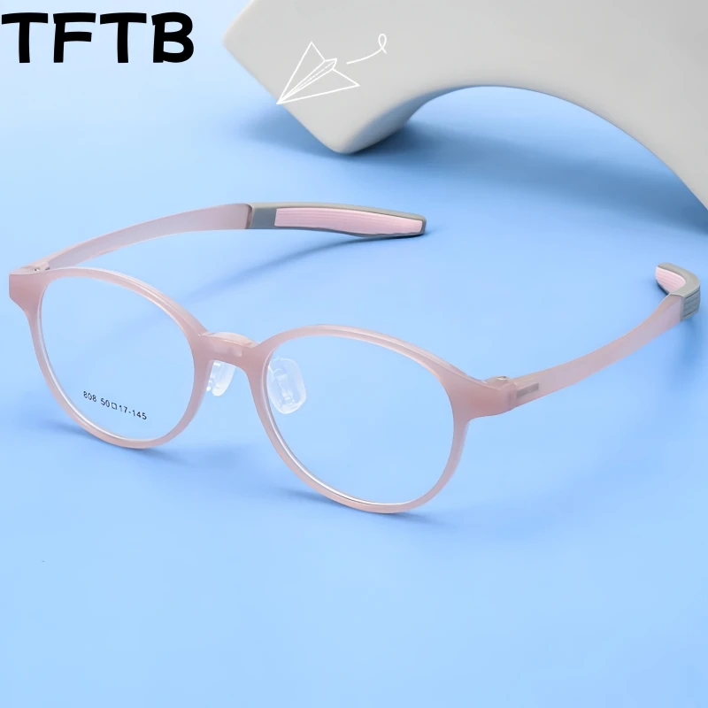 

Оправа для детских очков TFTB в ретро-стиле, круглая, высококачественная, из TR90, для мальчиков и девочек, с силиконовыми накладками, противоскользящие, спортивные, оптические, модель 808CF