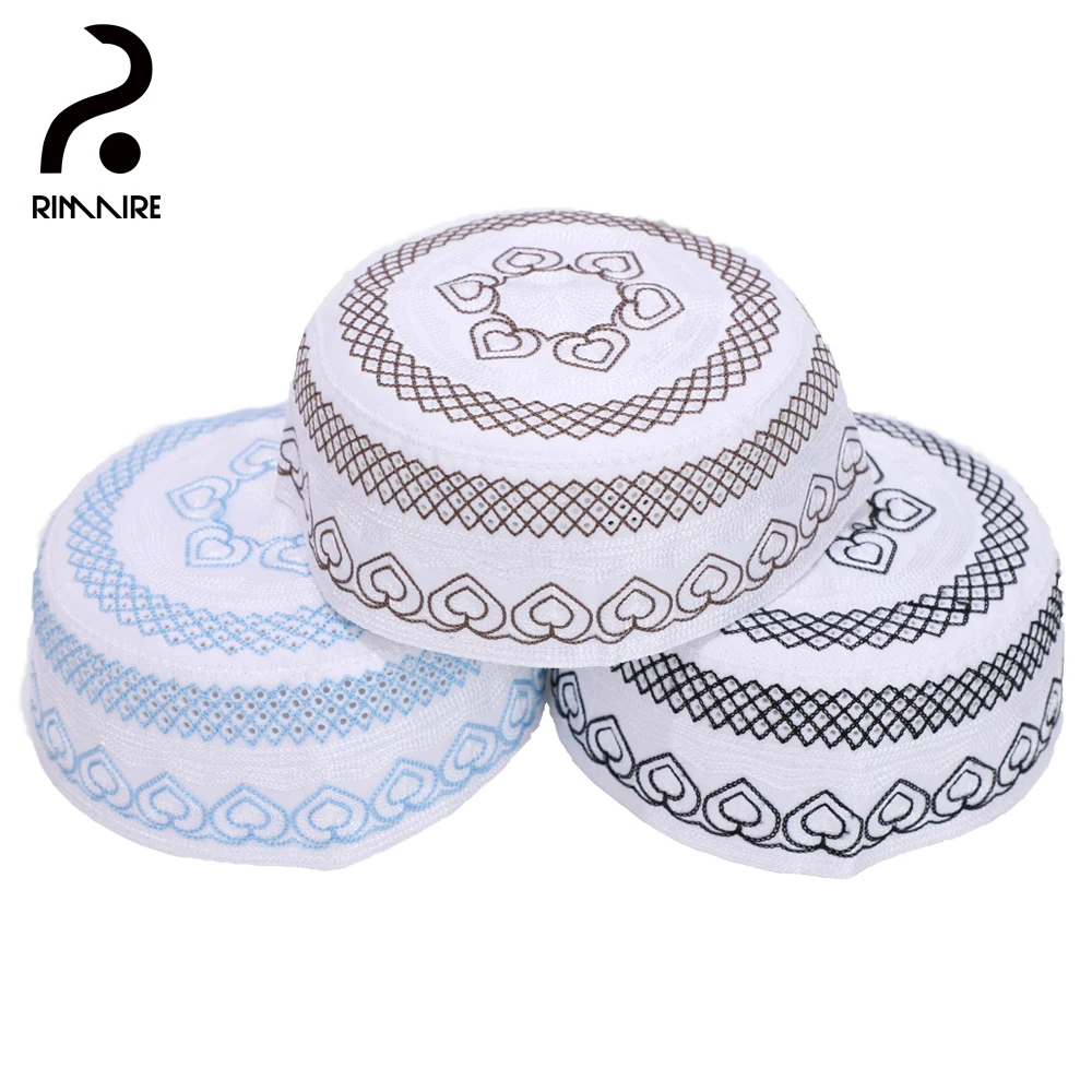 

RIMAIRE 3PCS Men Prayer Hats Set High Quality Muslim Men Yarmulke Multi-Color Islam Hair Cover Yarmulke Business Part Wholesale