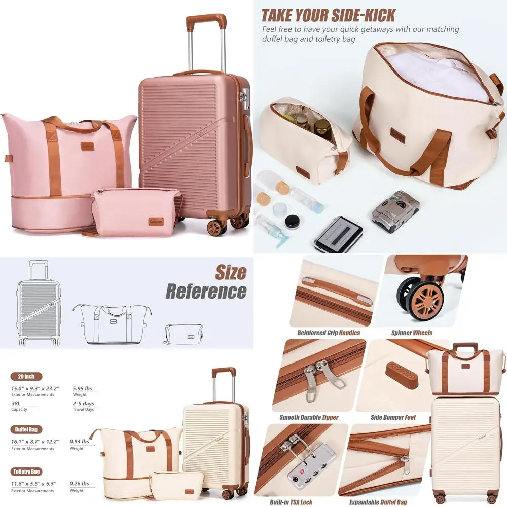 حقيبة حمل خفيفة الوزن ABS مقاس 20 بوصة مع عجلات، معتمدة من شركة الطيران، أمتعة 22 × 14 × 9 للسفر