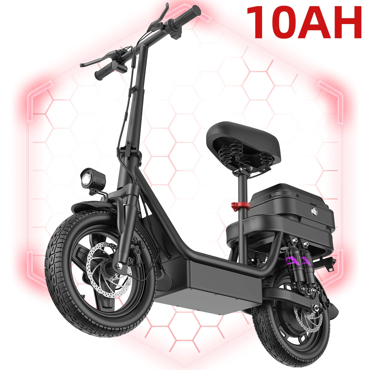 UPlee GQ8 Electric Bike For Adults 500W Scooter EBike 3-Riding Modes With 14" Fat Tire 48V 15AH LED College Students Commuters & Urban Riding E-Bike image 3