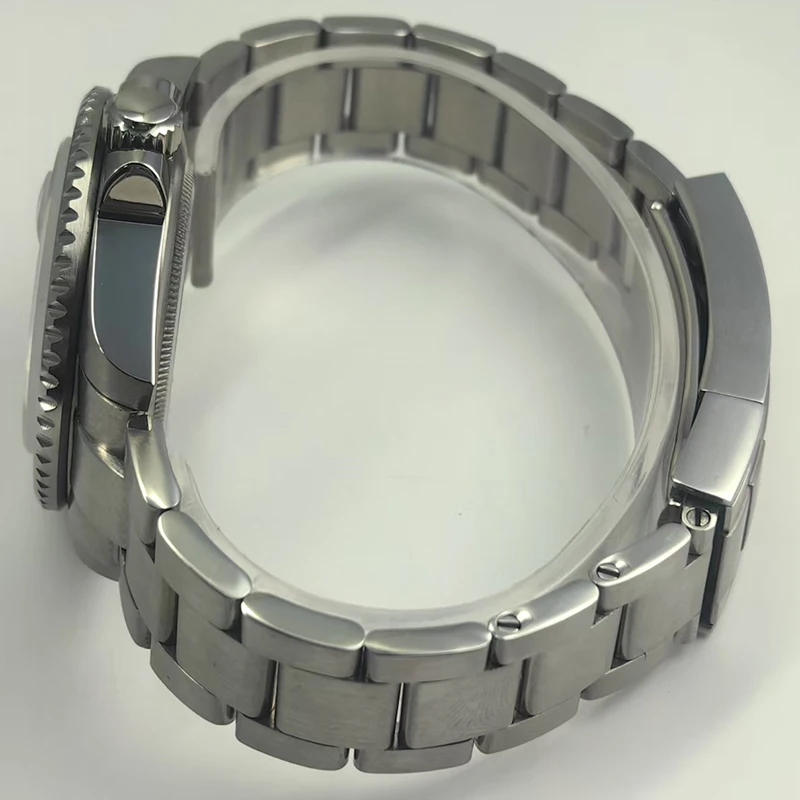 40 مللي متر حافظة فضية قفل منزلق مشبك ملحق NH35 زجاج الياقوت الأخضر السيراميك الحافة NH35/36 حركة الظهر الزجاج الشفاف