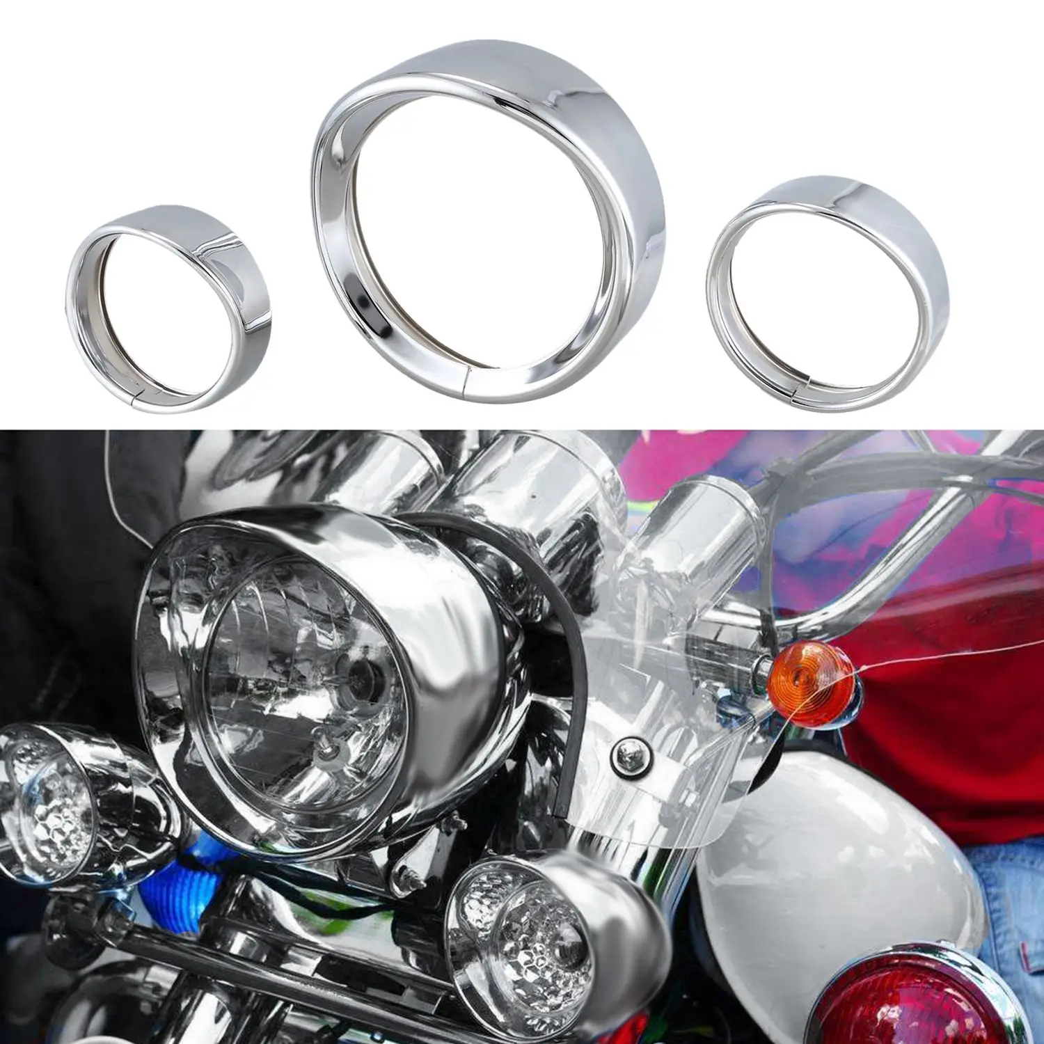 

Portable Motorcycle 7 Inch + 4.5 Inch Headlight Trim Ring Visor Style For Touring Road King Electra Glide Softail Fld/Flh Motorc