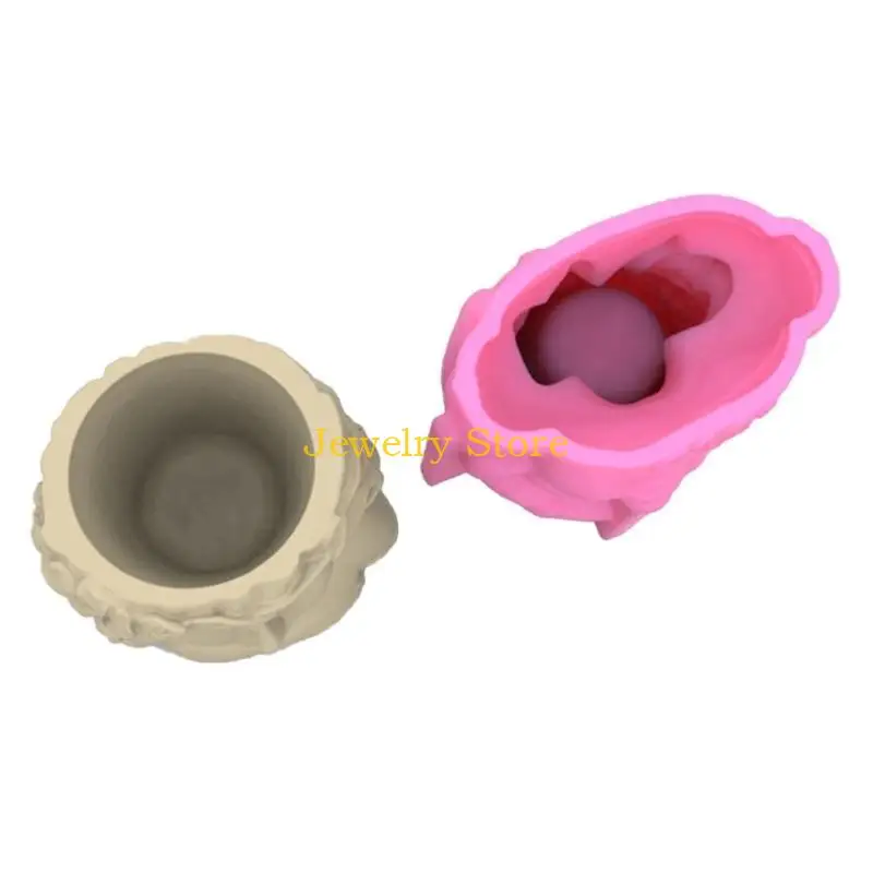 

F2TD Flower Pot Mold Silicone Flowerpot Plant Vintage Mould Concrete Cement